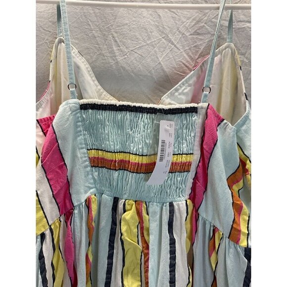 NEW J CREW Tiered MIDI Sun‎ Dress Sleeveless Striped Colorful Size 12 - Picture 6 of 13